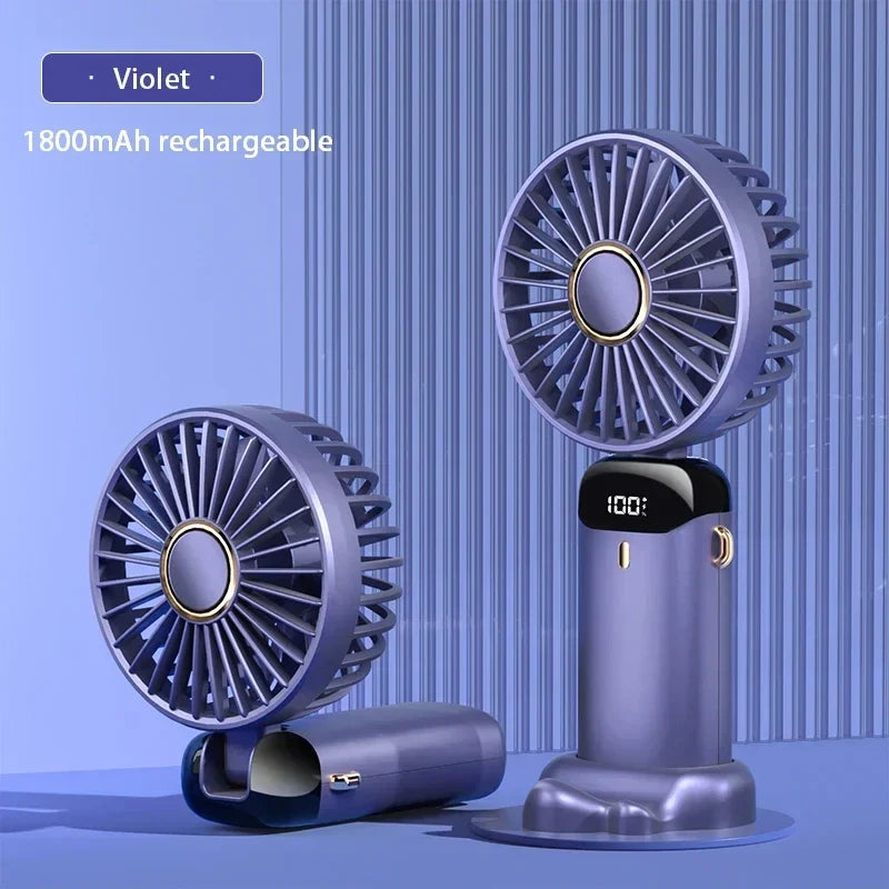 BreezyCool 5-in-1 Portable Neck Fan-Hands-Free Cooling with Phone Stand