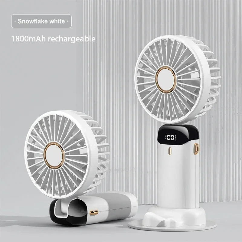 BreezyCool 5-in-1 Portable Neck Fan-Hands-Free Cooling with Phone Stand