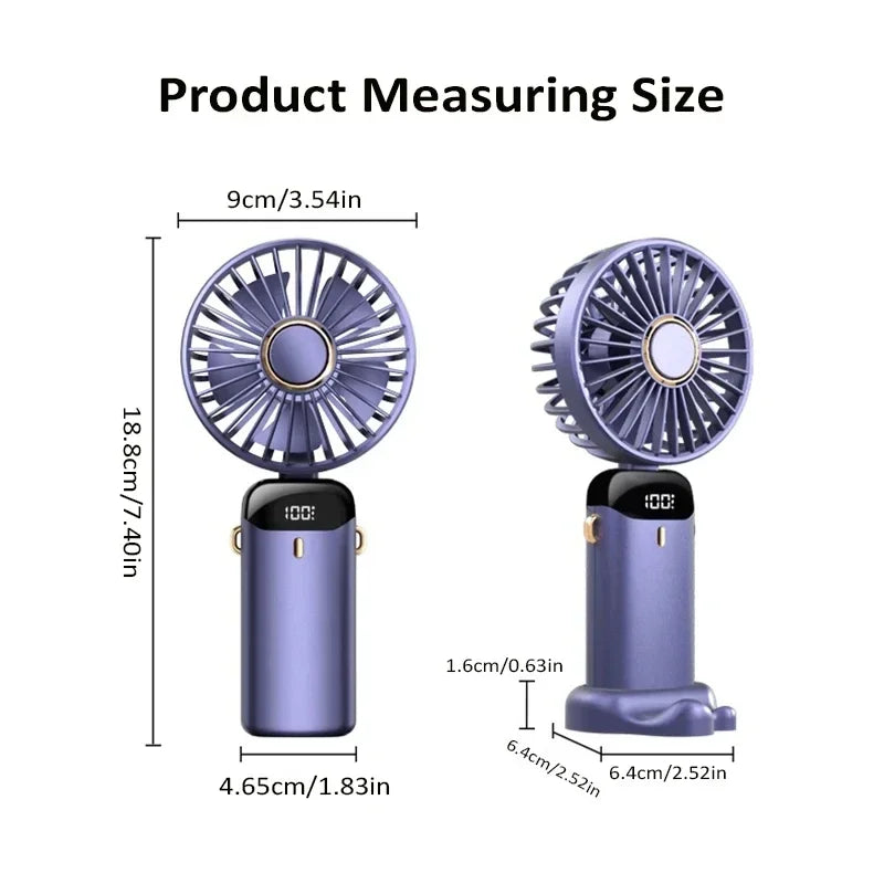 BreezyCool 5-in-1 Portable Neck Fan-Hands-Free Cooling with Phone Stand