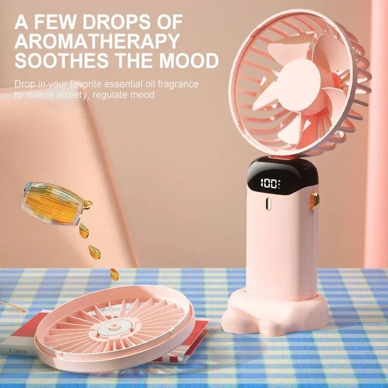 BreezyCool 5-in-1 Portable Neck Fan-Hands-Free Cooling with Phone Stand