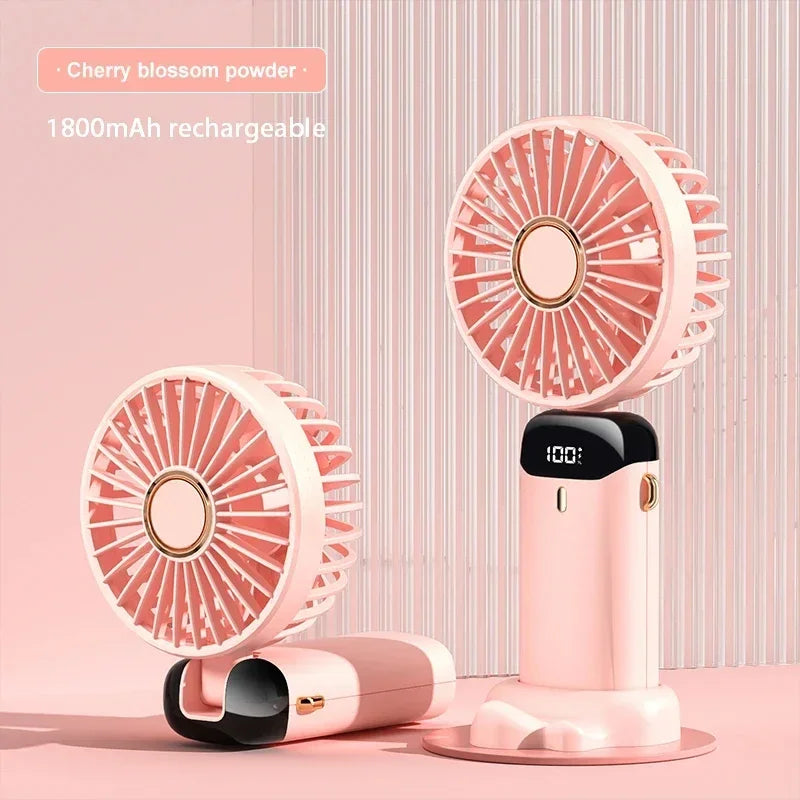 BreezyCool 5-in-1 Portable Neck Fan-Hands-Free Cooling with Phone Stand