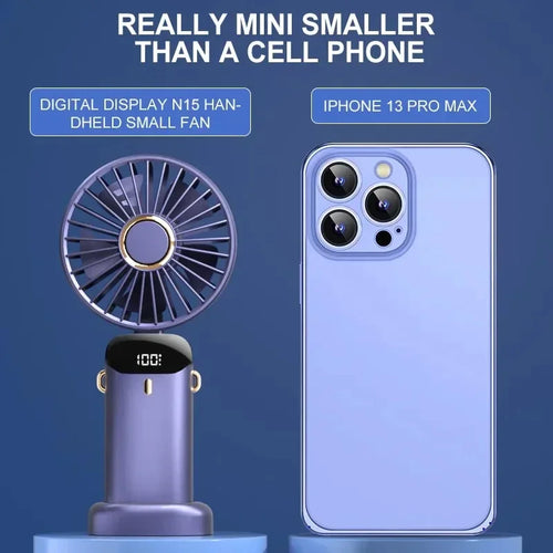 BreezyCool 5-in-1 Portable Neck Fan-Hands-Free Cooling with Phone Stand