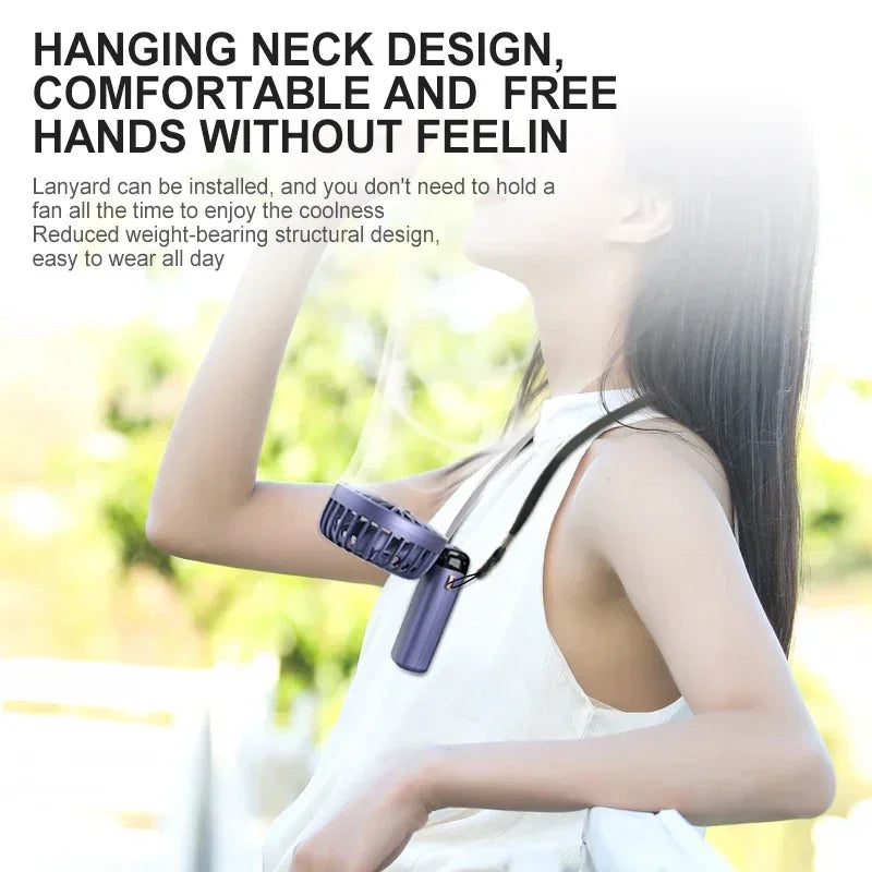 BreezyCool 5-in-1 Portable Neck Fan-Hands-Free Cooling with Phone Stand