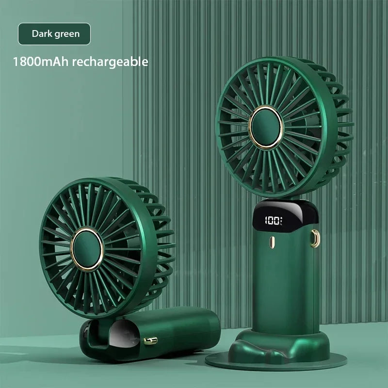 BreezyCool 5-in-1 Portable Neck Fan-Hands-Free Cooling with Phone Stand